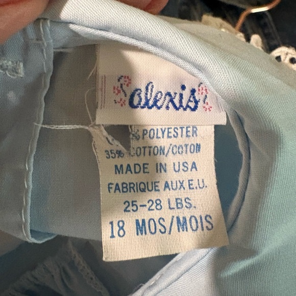 Alexis Sky Blue Baby VINTAGE Dress with Lace & Embroidery Accents 18 months - Picture 5 of 5